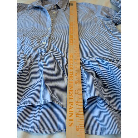 Birds of Paradis by Trovata Blue & White Striped Peplum Shirt - Large - Picture 6 of 9
